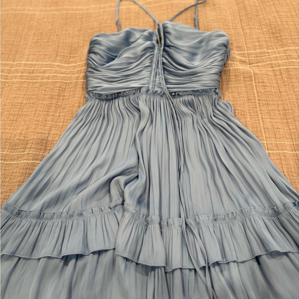 Aqua Blue Pleated Dress
